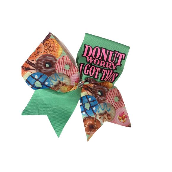Girls' Youth Donut "I Got This" Cheerleading Hair Bow - Picture 1 of 4